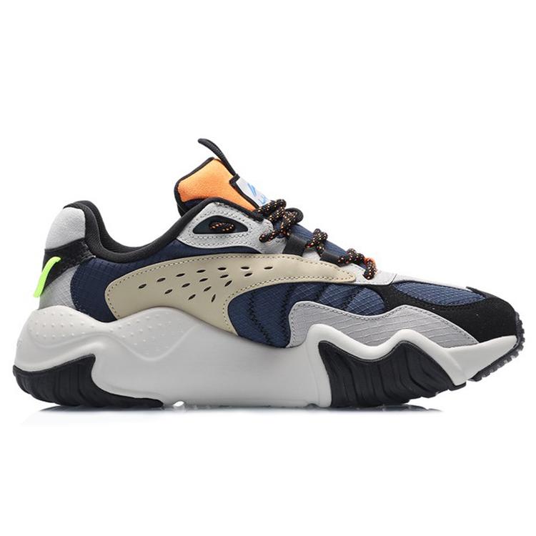 Li Ning Cat Paw Lite Удобная амортизация Нескользящие Износостойкие Низкие Беговые Кроссовки Мужские Сине-Черные AGLQ107-3