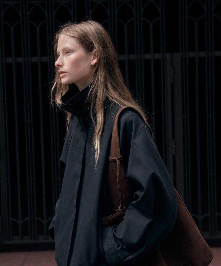 Siyazu Siot4152 High-Neck Half Trench Coat_Charcoal