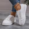 2024 Весна и Осень Женская Обувь Модная Круглый Носок Однотонная Плоская Подошва Повседневная Женская Спортивная Обувь Большого Размера На Шнуровке