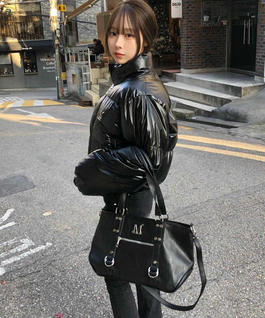 Mucent Harang Metal Logo 3-Way Rivet Point Shoulder Bag Unisex