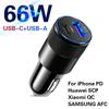 66w Fast Charging Usb C Car Charger Phone Adapter Usb Type C Quick Charge 3.0 For Iphone 13 Pro Max 12 Redmi Huawei Samsung