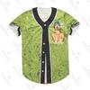 Mens Short Sleeve Baseball Cardigan Cartoon Print Loose Fit Sports Top