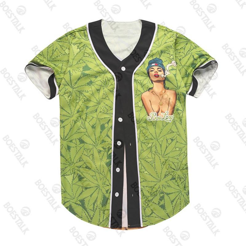 Mens Short Sleeve Baseball Cardigan Cartoon Print Loose Fit Sports Top