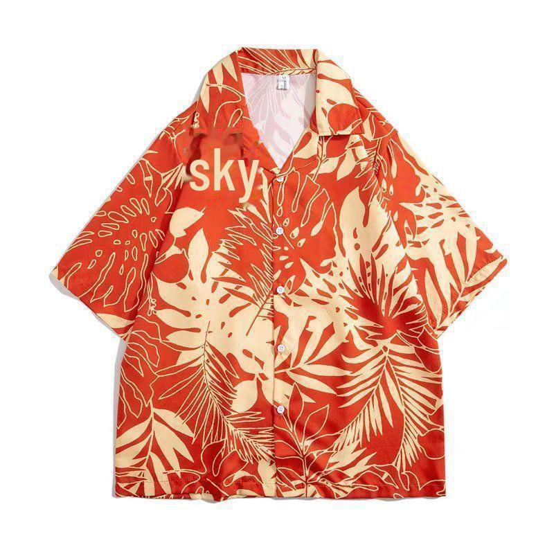 Гавайская рубашка унисекс в стиле Гонконга с цветочным принтом в стиле ретро – стильный, свободный дизайн с короткими рукавами
