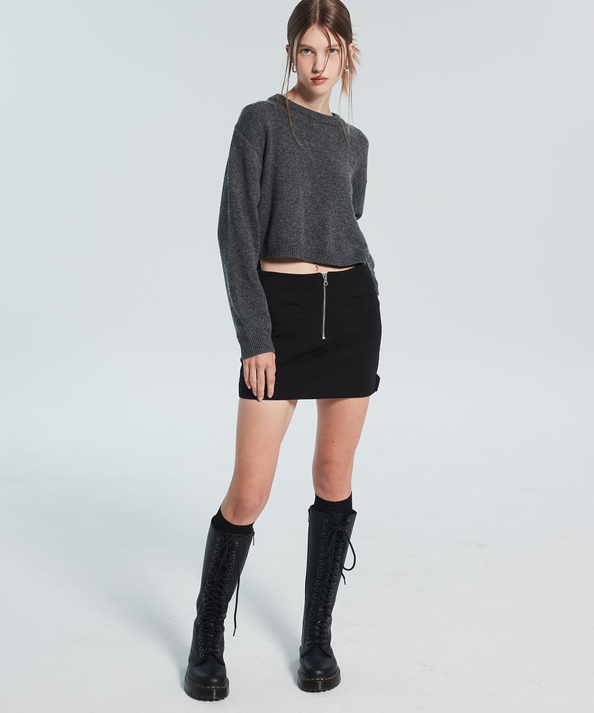 Lacleir Front Zip Mini Skirt [Black]
