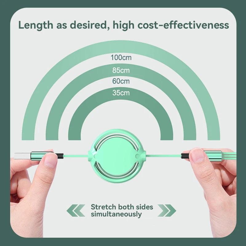 2025 New 3 In1 Data Cable Fast USB Cable For Huawei Honor Retractable Portable Micro USB Type C Charger Cable For IOS Samsung