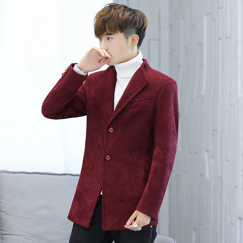 Шерстяное пальто Мужское пальто Молодежное тонкое модное пальто Трендовая универсальная шерстяная куртка