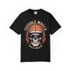 Vintage Trouble Maker Skull with Brain T-shirt | Retro Biker Helmet Graphic