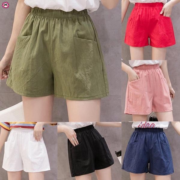 Women's High Waist Linen Loose Casual Thin Wide Leg Linen Shorts