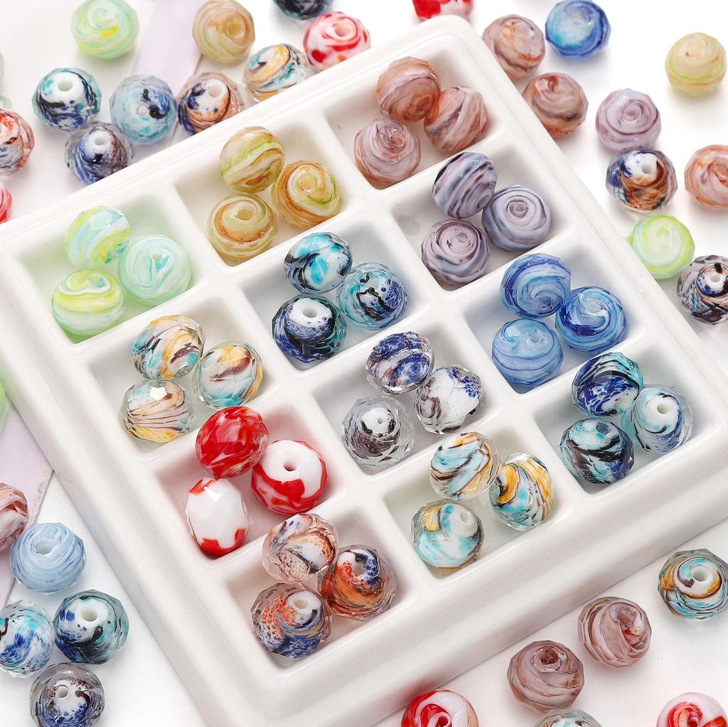 Разноцветные бусины из витого стекла для изготовления украшений своими руками, 12x10 мм, плоские круглые