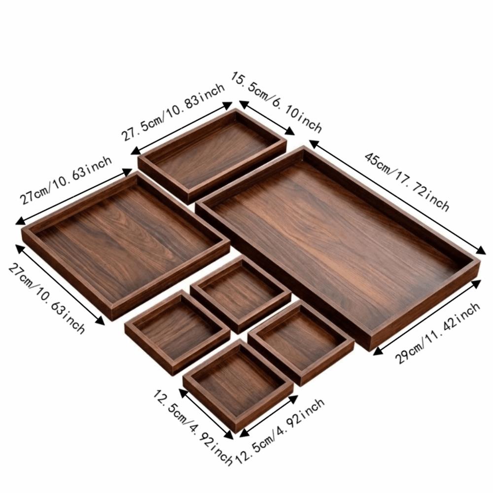 7Pcs/Set Rectangular Wooden Serving Tray Retro Tea Tray Nesting Multipurpose Trays Kitchen