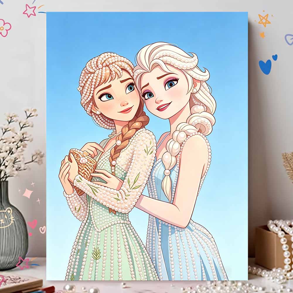 Disney Жемчужная Живопись Замороженные Анна и Эльза Сестры Ручная Работа DIY Жемчужные Камни Картины Поделки Особая Форма Домашняя Настенная Декорация