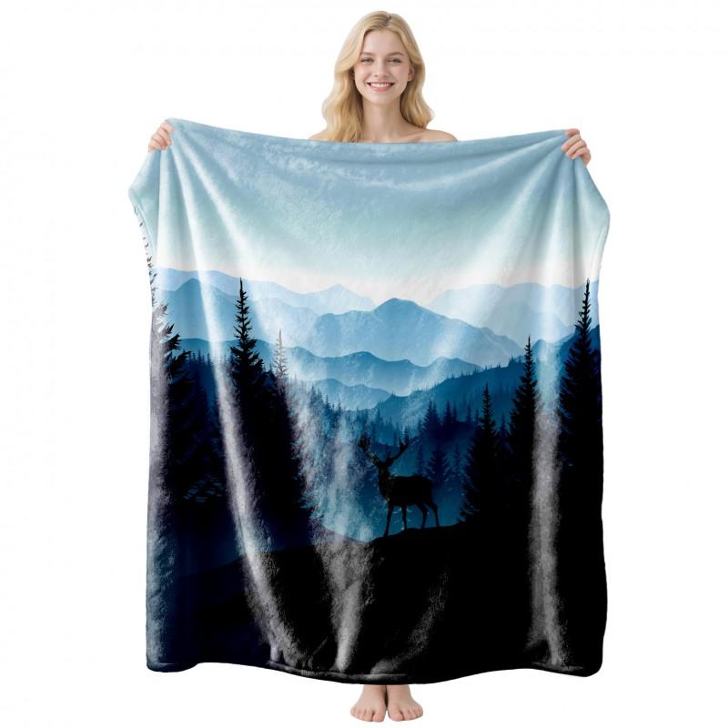 Cool Contrast Tiger Print Flannel Blanket Soft Nap Air Conditioner Throw Home