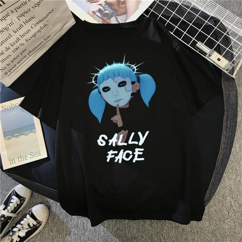 Мужская футболка с принтом Sally Face, обычная, с коротким рукавом, женская, харадзюку, летняя мода, повседневная одежда с коротким рукавом, топы, футболки