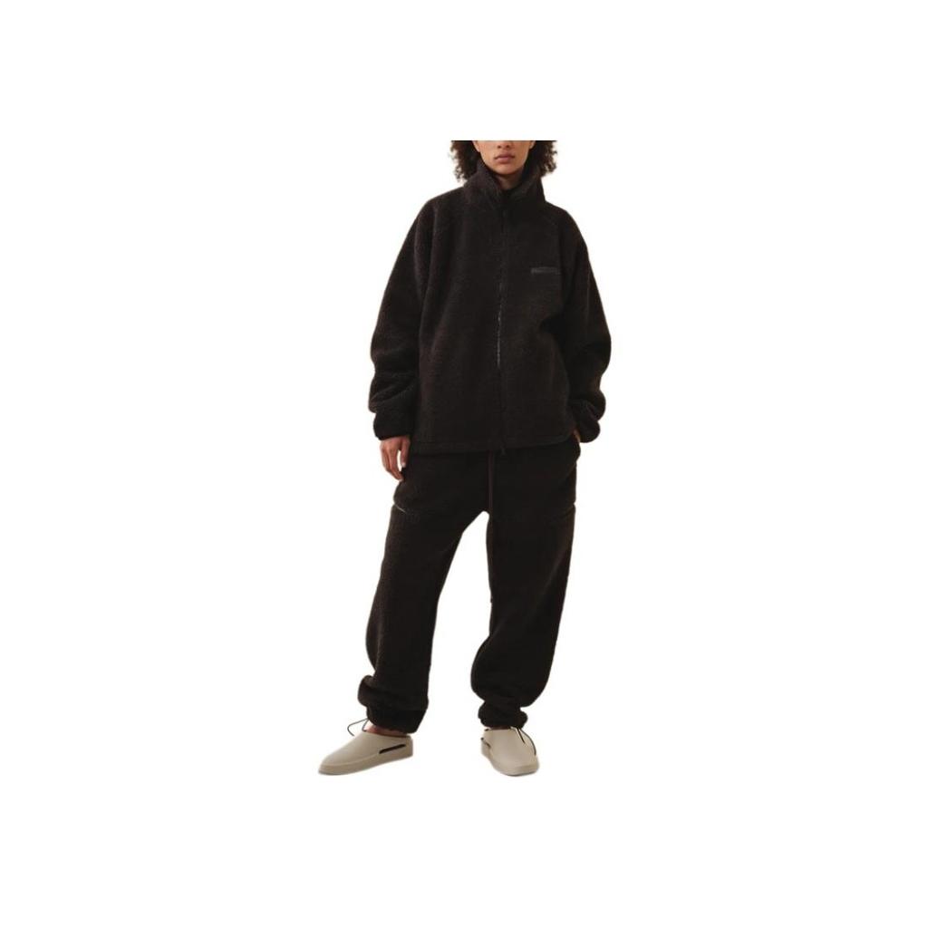 Fear of God Мужская куртка Essentials из флиса на молнии с воротником-стойкой, железно-черная, FOG-SS22-560