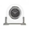 Wm.Widdop Glass Mantel Clock Silver Bezel & Stand