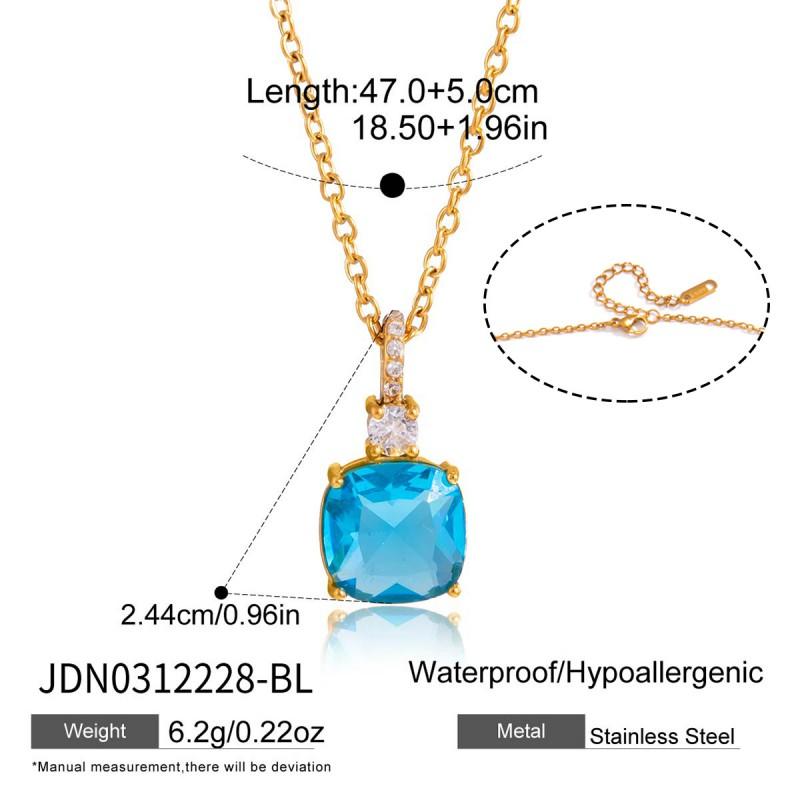 Stainless Steel Pendant Necklace Women Geometric Single Zircon Minimalist Luxury Titanium Chain 41-50cm
