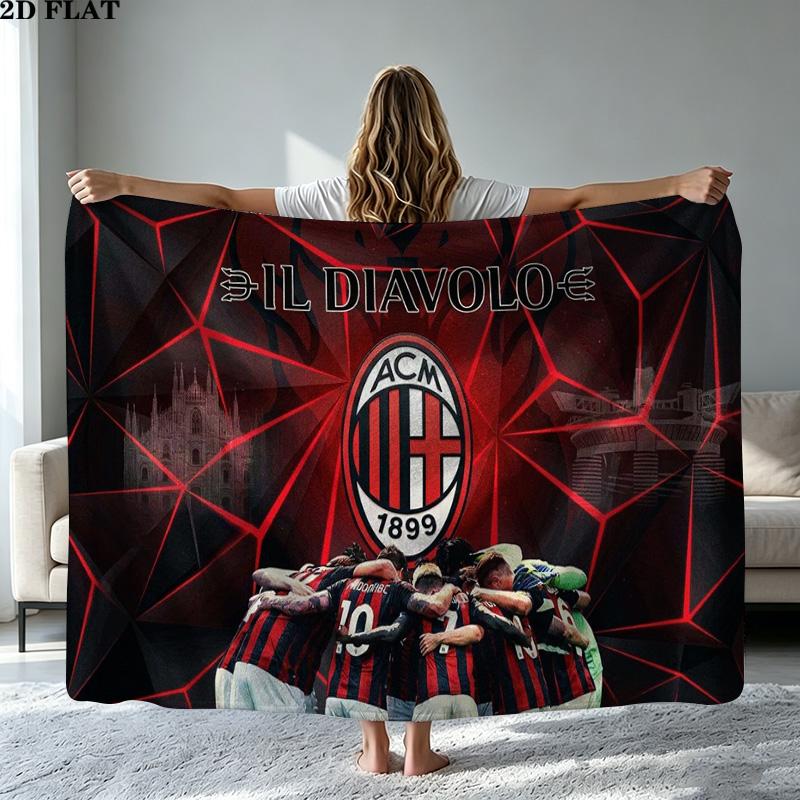 Фланелевое одеяло с принтом AC Milan Высококачественное Теплое Удобное Покрывало для Всех Сезонов Идеально для Подарков Домашний Декор