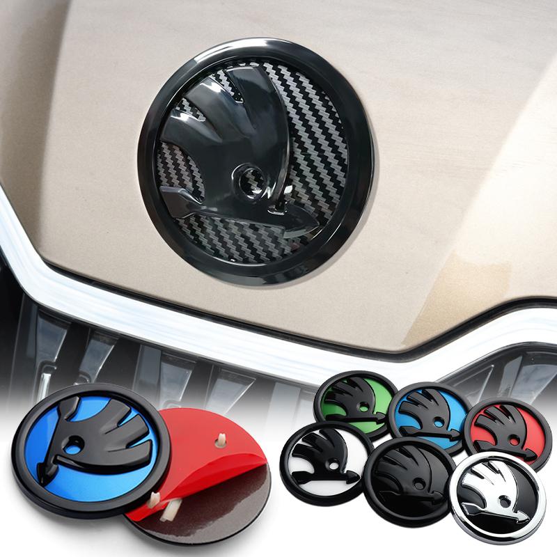 AEB1 1pcs 80/90/100mm Car Front Hood Badge Rear Trunk Decoration Sticker For Skoda VII Rapid Fabia Superb Octavia Kodiaq Scala VRS