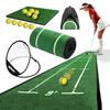 Heizi 14-Piece Putting Mat Set [Includes Approach Practice Net] Putting Practice Mat, Golf Net (Automatic Return Cup)