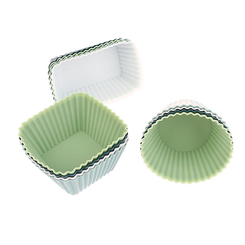 6 шт./набор силиконовых формочек для кексов, круглые, квадратные, прямоугольные, многоразовые, антипригарные формы для кексов, инструменты для украшения выпечки