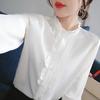 Simple Soft Dress Up Polyester Office Lady Commuting Shirt Costume for Work Blouse