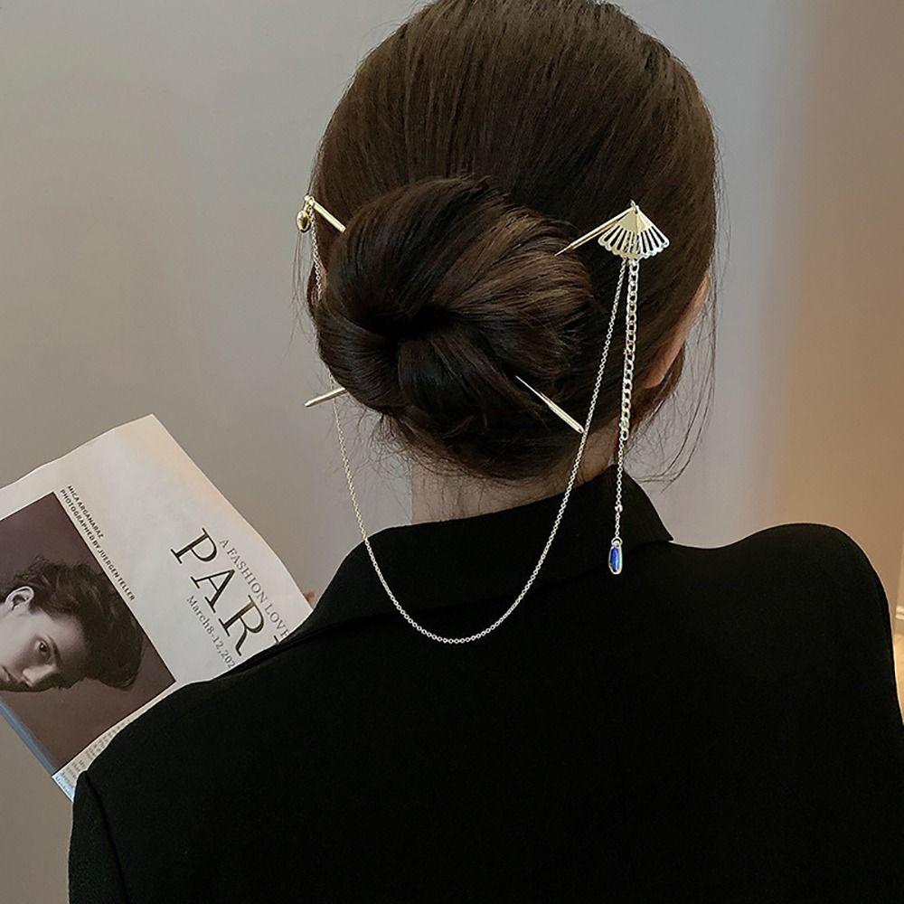 Головной убор Вставка для волос веер Заколки для волос в китайском стиле Двойная кисточка для волос Вилка для волос Аксессуары для волос