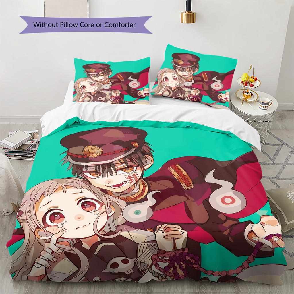 Toilet‑Bound Hanako‑kun2 Pattern Bedding Quilt Set Home Decoration Gift (1 * duvet cover + 2 * pillowcase without core)