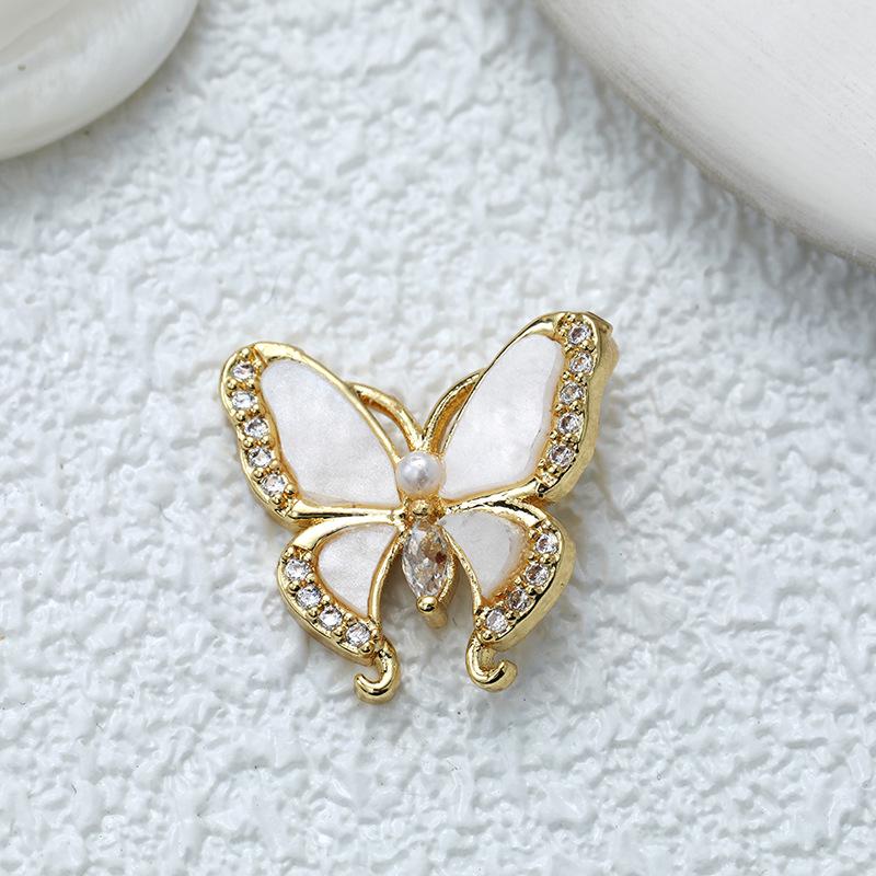 Подвеска-бабочка из позолоченной меди с цирконием для самостоятельного изготовления украшений