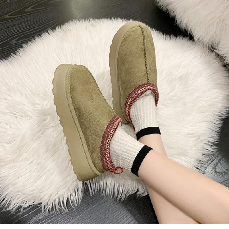 Модные женские зимние ботинки Ourdoon Wear, толстая подошва, плюшевые туфли, осень/зима, новые полутапочки, удобные теплые хлопковые туфли Botas Mujer