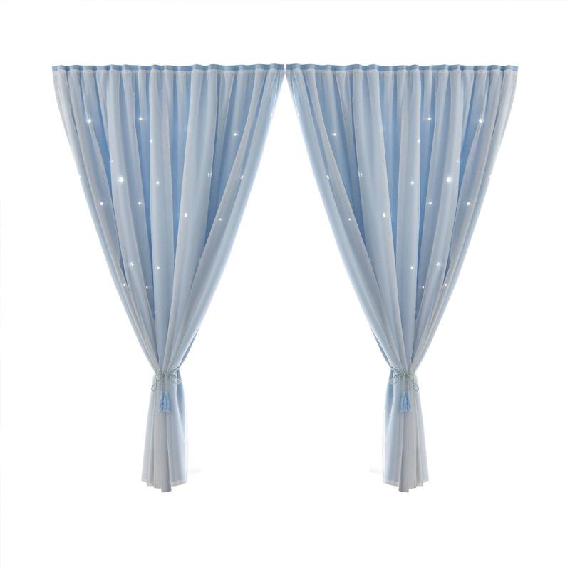 1 шт. Без сверления для окон гостиной Занавеска Самоклеящиеся прозрачные занавески Самоклеящиеся Двухслойные 1Mx2M Звезды Блэкаут