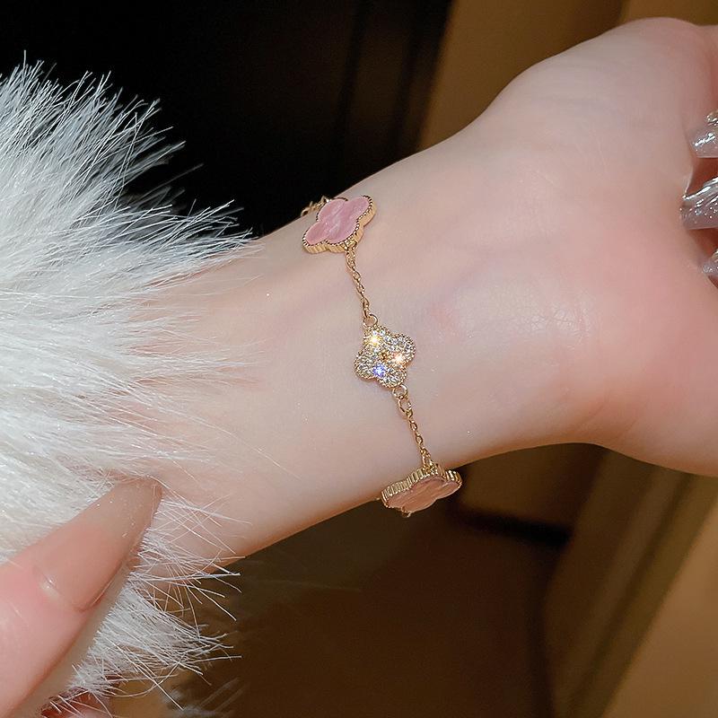 Изысканный браслет из бусин с бриллиантами в виде четырехлистного клевера - Женские роскошные универсальные украшения