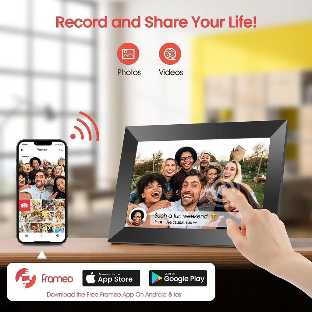 10,1-дюймовый сенсорный экран IPS Cloud Picture Frame WiFi Цифровая фоторамка Сенсорный видеоплеер Пульт дистанционного управления Электронный альбом