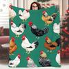 1 шт. Винтажный плед с принтом курицы и петуха, 60x80 дюймов - Уютный всесезонный плед для кровати, дивана или путешествий, хлопковая ткань