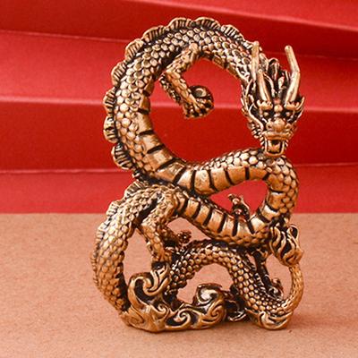 Латунная фигурка дракона Фигурка животного Держащая бусину Поделки Свадебный подарок Декор для книжной полки Шкафа Столешница отеля Дом