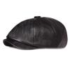 Leather Octagonal Cap Beret Men's Retro Painters Hats Newsboy Cap for Men Gatsby Hats