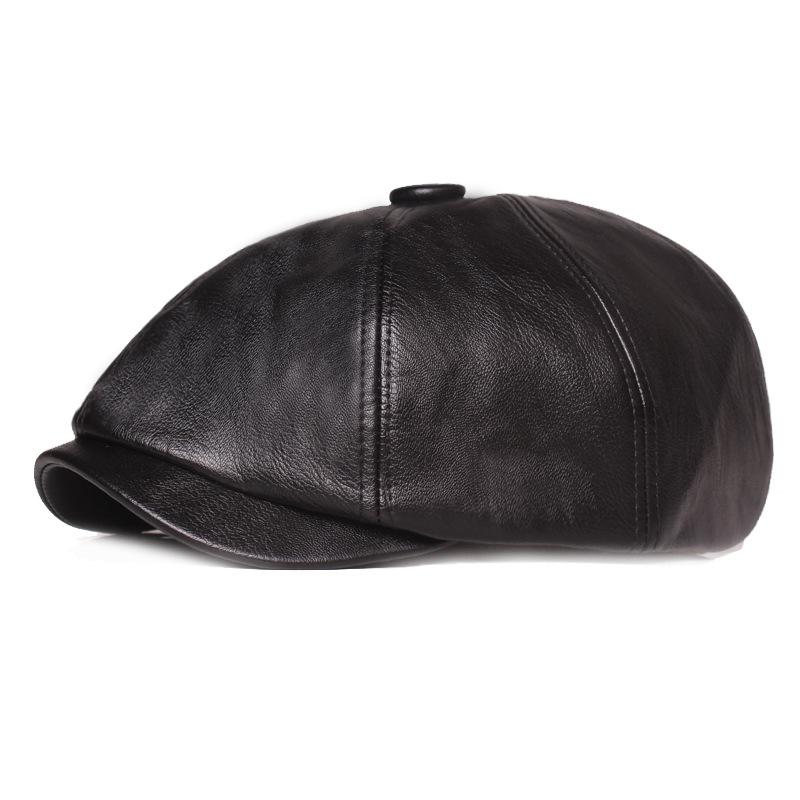 Leather Octagonal Cap Beret Men's Retro Painters Hats Newsboy Cap for Men Gatsby Hats
