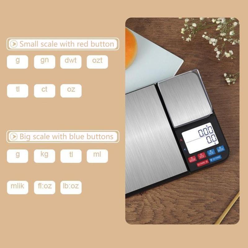 Digital Kitchen Food Scales with Dual Platform Weighing Design with Precision Accuracy & Tare Function Stainless Steel