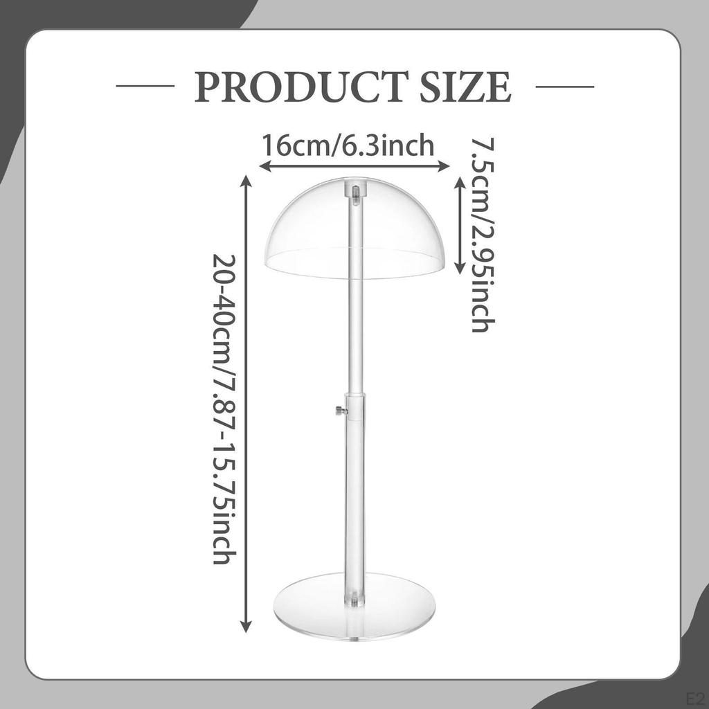 Acrylic Hat Display Stand Height Adjustable Tabletop Domed Holder Storage Rack for Cloakroom Vendors