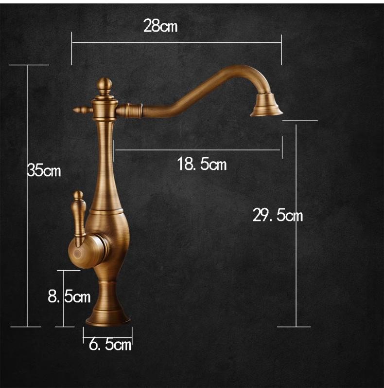 Antique Brass Kitchen Faucet Single Handle Deck Mount Basin Sink Faucet 360 Rotate Mixer Taps Hot Cold Water Faucet Crane Black