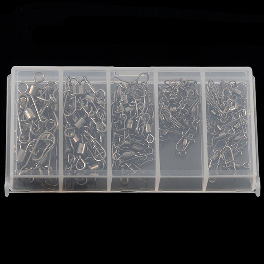 BAAU 384Pcs Copper Alloy Fishing Swivel Snap Ball Bearing Lock Rolling Swivel Connector Fishing Tackle Kit