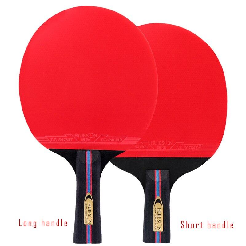 Free 3 Balls 6 Star Table Tennis Bat 7Ply Wood Racket Long Short Handle Ping Pong Paddle Racket with Bag
