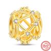 S925 Sterling Silver Golden Charm Crown Family Tree Safety Chain Hollow Beads Fit Original  Bracelets Women Europe Jewelry