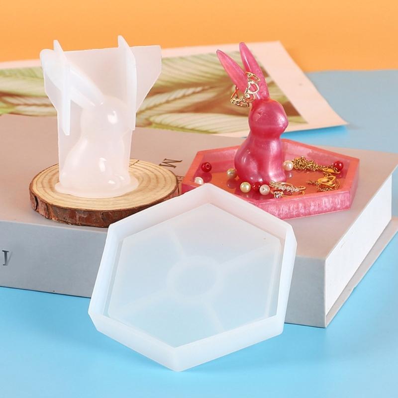 Cute Rabbit Ring Holder Silicone Molds Bunny Jewel-Display Organizer-Resin Casting-Moulds DIY Engagement Gift for Women