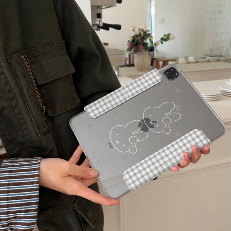 Miffy Rabbit Bow Design IPad Case 10th Gen Mini Air Pro With Stand Anti-Drop PC Shell Sleep Wake Support