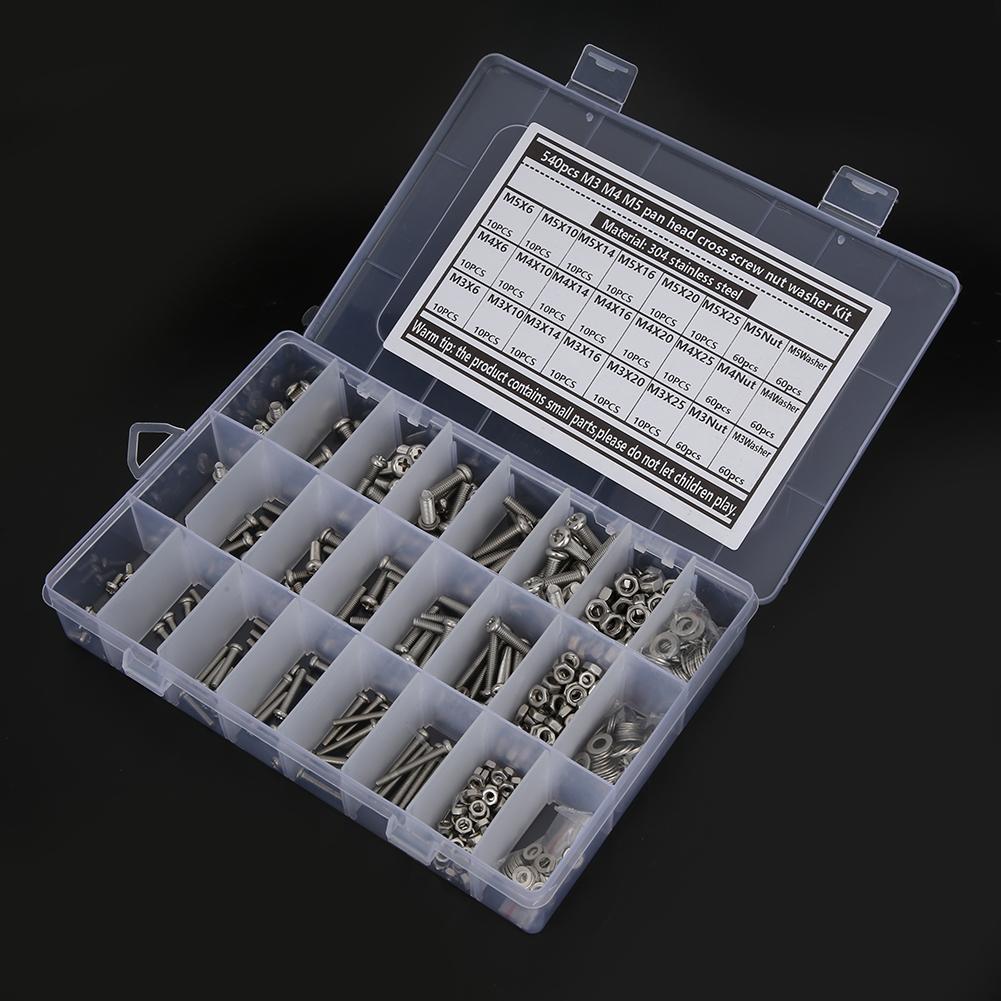 540Pcs Pan Head Hex Socket Screw Set 304 Stainless Steel M3 M4 M5 1Pc Screwdriver