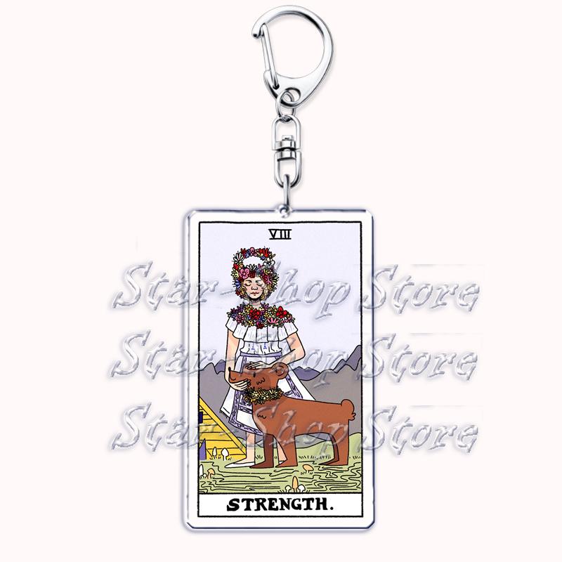 Popular Culture Halloween Tarot Card Keychains for Accessories Moon Luna Death Keyring Jewelry Fans Lovers Friends Reader Gifts
