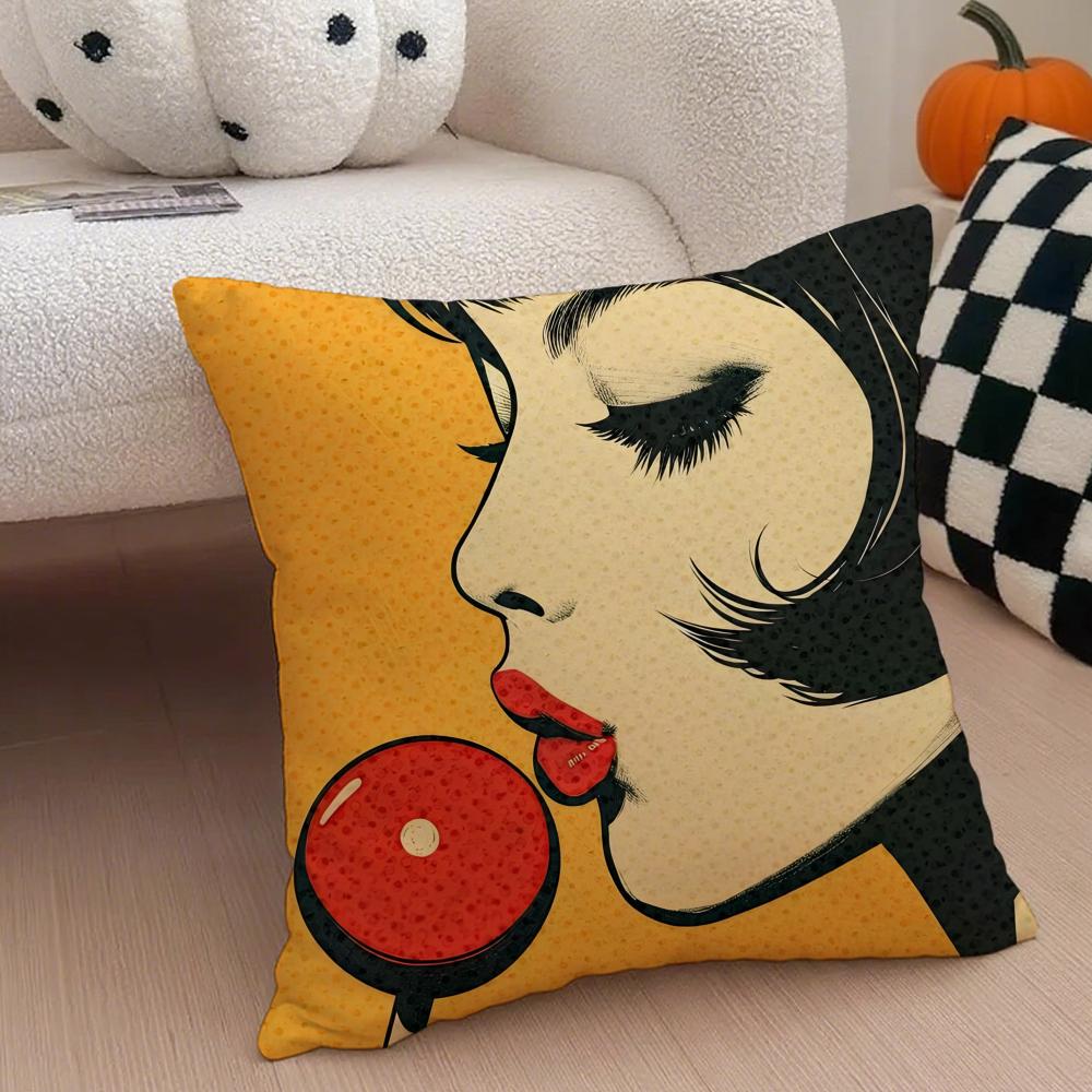 Classic Pop Art American Art RRoy Lichtenstein Cushion Cover Throw Pillow Cover Hidden Button Durable Polyester Chair Cushion