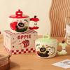 Керамическая кружка Apple для девочек, креативная кружка с кошкой и крышкой, высококачественная чашка для завтрака, сувенирная чашка для воды, для пары