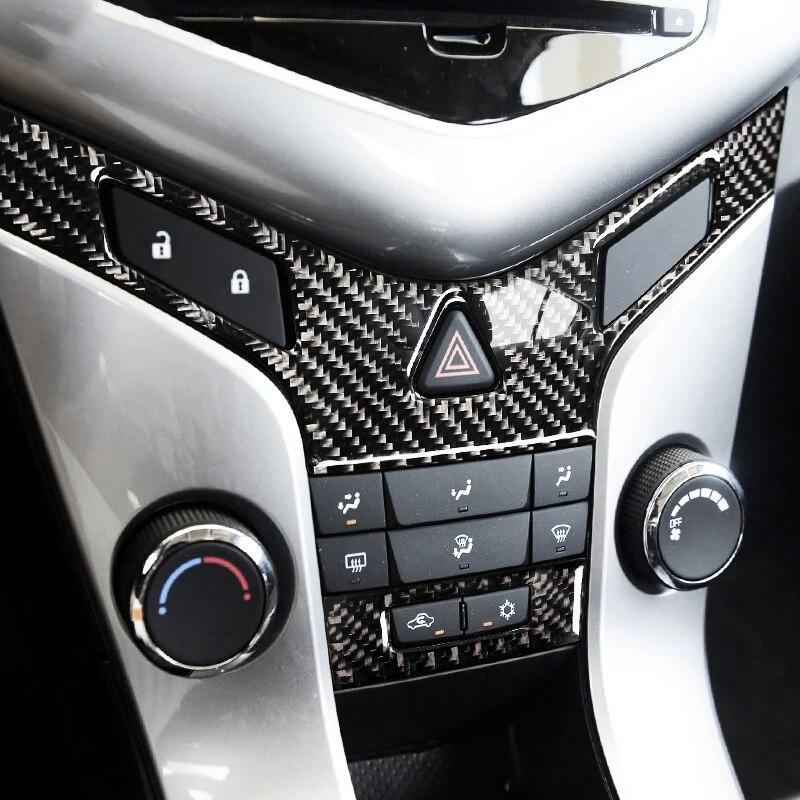 Для Chevrolet Cruze 2009-2015 углеродное волокно салона автомобиля Центральная кнопка управления панель отделка наклейка аксессуары для стайлинга автомобиля